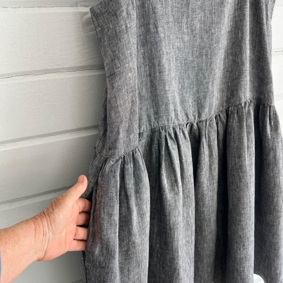 LEN OK LENOK 100% Linen Short Full Strappy Dress in Heather Charcoal - EUC! - L - Picture 4 of 9